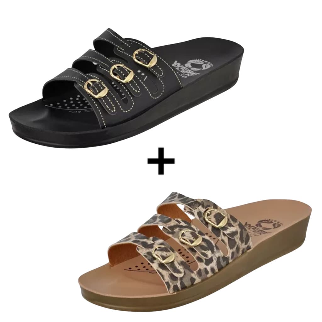 Kit 2 Pares Chinelo Ortopédico Feminino Birken Calce Fácil Macio Leve Confortável 3 Fivelas