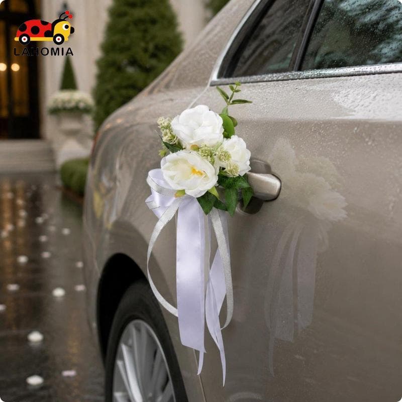 [LAHOMIA] Espelho De Carro Feito À Mão , Decoração De Flores , Arco De Flor De Neve Pronto Para Foto , Fácil De Instalar