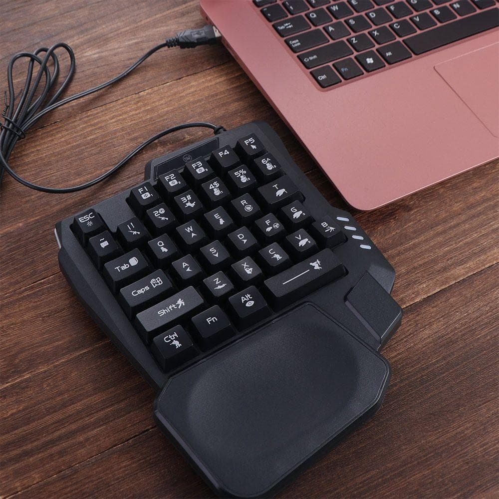 Teclado De Mão Única , Luminoso USB Com Uma , Mini Mecânico Ultrafino Para Jogos 35 Teclas