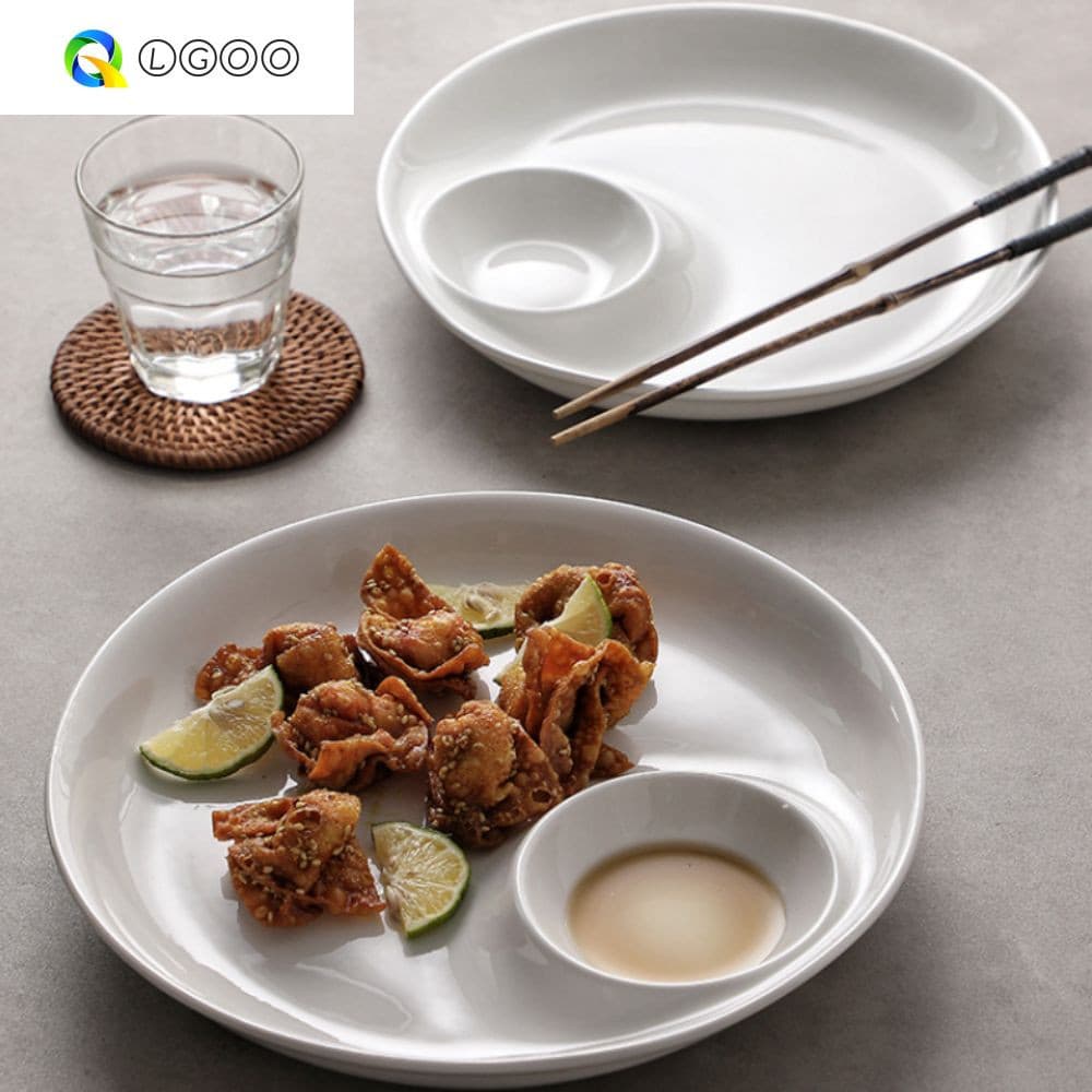 Bandeja De Servir Comida LGOO , Pratos De Aperitivo De Melamina Branca , Travessa Lanche À Prova De Queda De Porcelana D