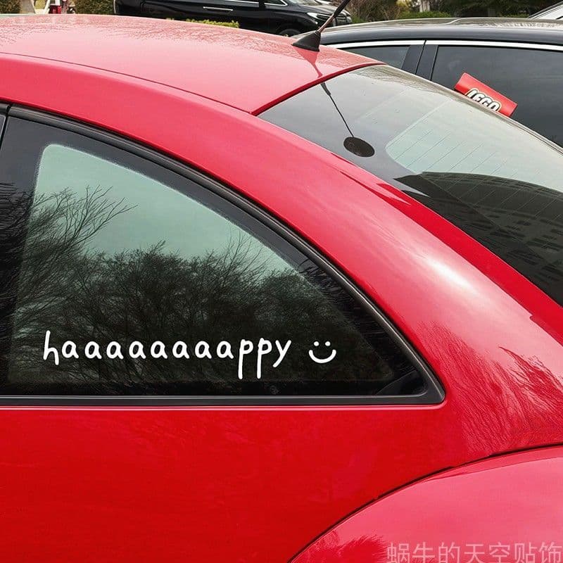 WZLQM87 Único Diversão Inglês feliz Adesivo de Carro Triângulo Janela Sobrancelha Roda Cauda Pára-brisa Adesivo Decorati
