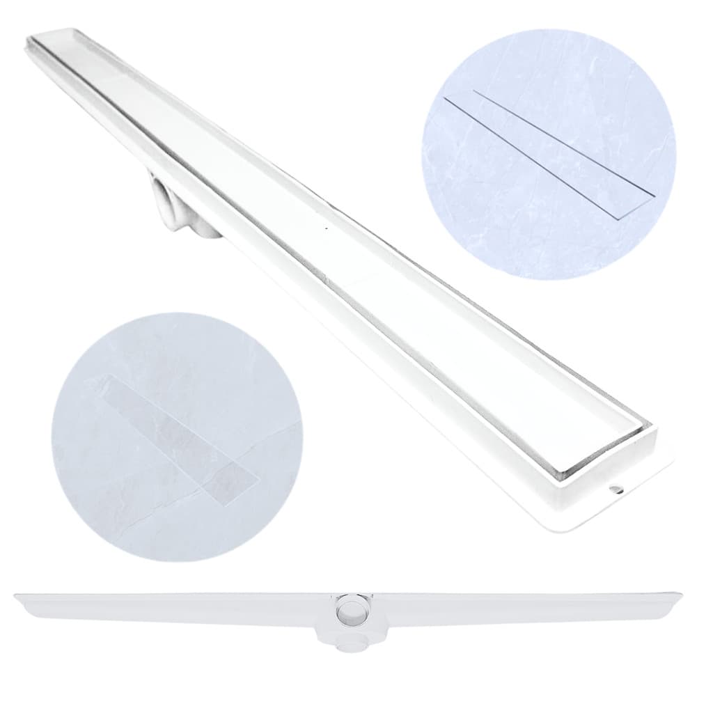 Ralo de Banheiro 5x50 Seca o Piso Oculto Invisível Plástico Branco Saídas 40mm (5cm x 51cm)
