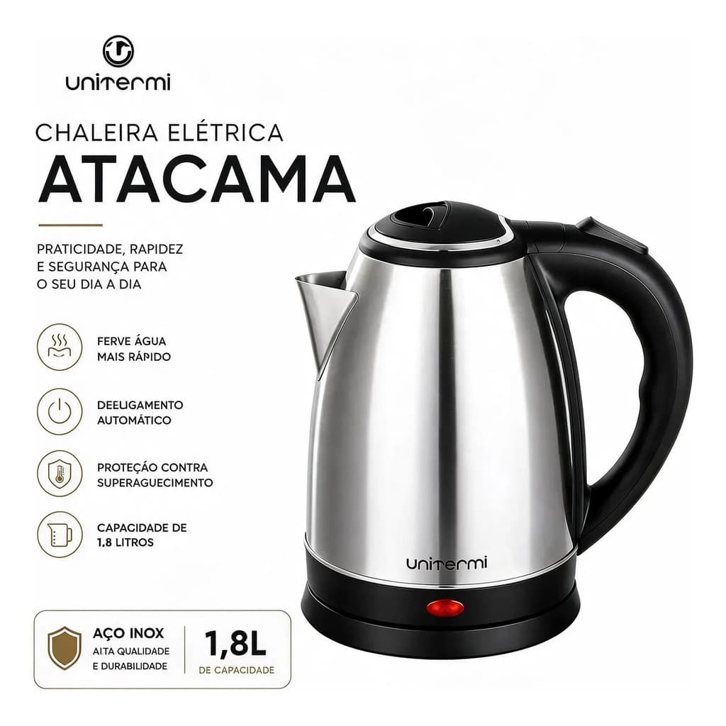 Chaleira Elétrica Unitermi 1.8l Elétrica Desliga Automático