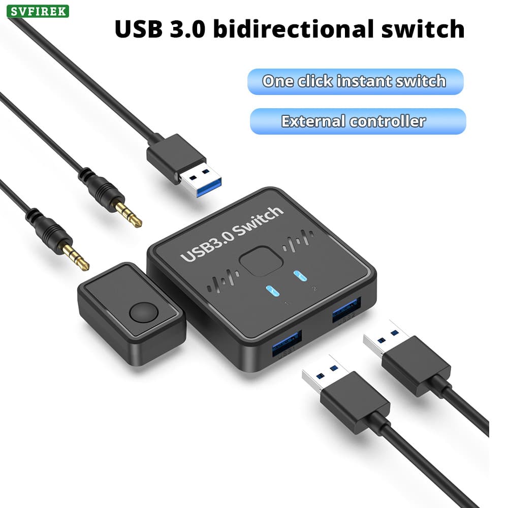 Interruptor Bidirecional USB3.0 2 Em 1 Saída 1 2 Saídas Divisor De Impressora USB Compatível Com Teclado Mouse Unidade P