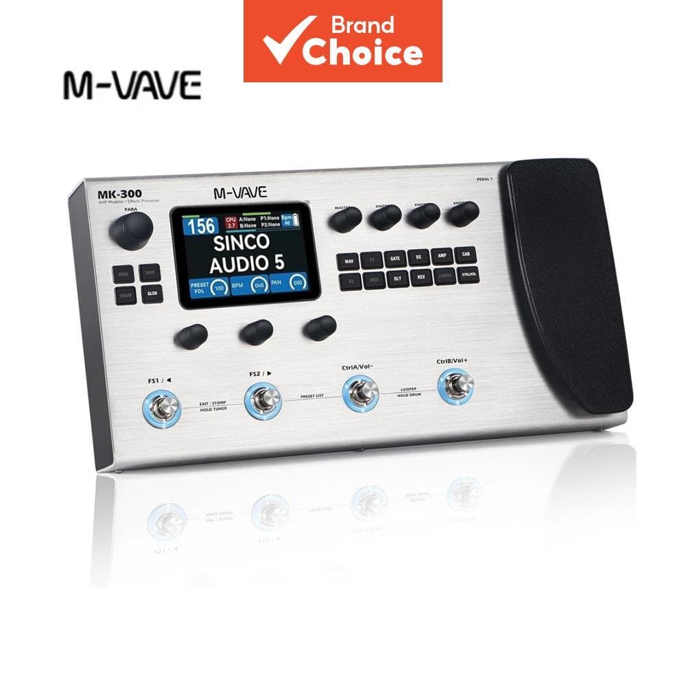 M-VAVE MK-300 Pedal de Efeitos Multiuso Completo: simulador de amp IR, looper, afinador e pedal de expressão; interface