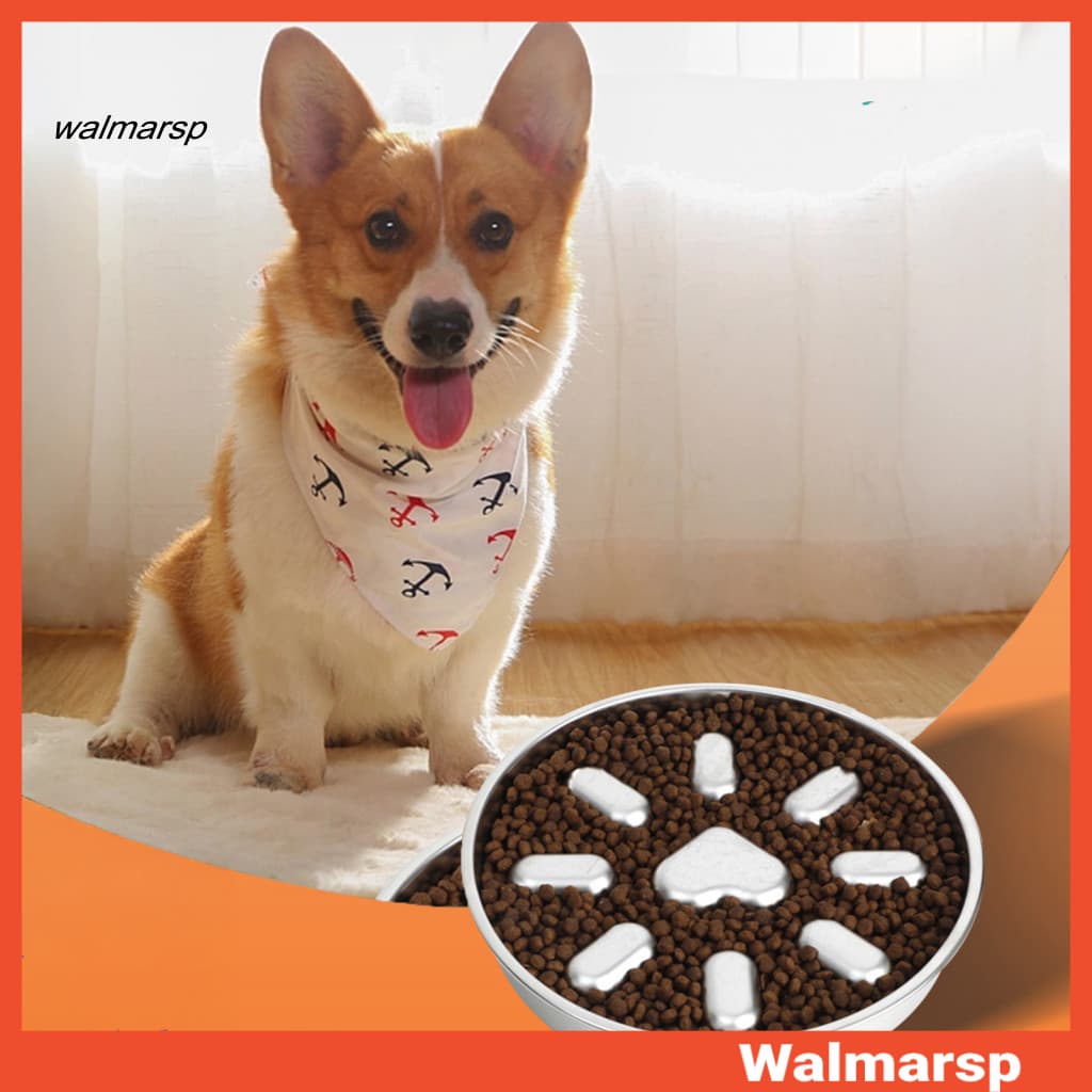 [WMP] Tigela De Comida Lenta Para Animais De Estimação Com Base Antiderrapante Alimentação Cães De Aço Inoxidável Pequen