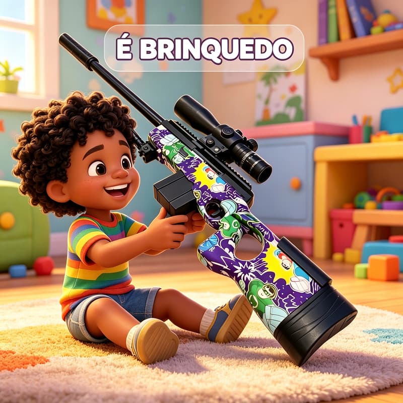 Brinquedo Lançador Infantil, Modelo Decorativo com Projéteis Macios