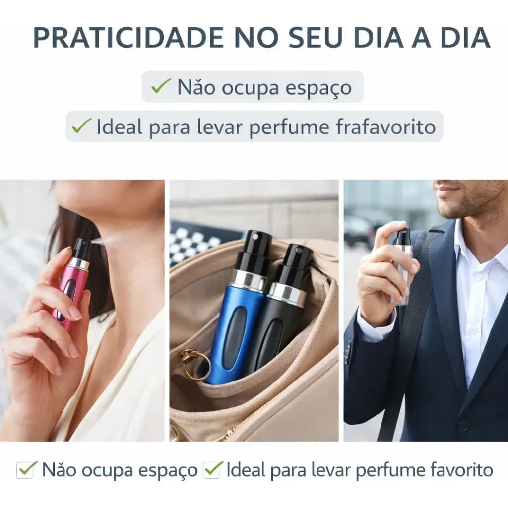 2 Frasquinhos Porta Perfume De Bolsa Refil Com Visor Borrifador Portátil Recarregável Levar Na Bolsa