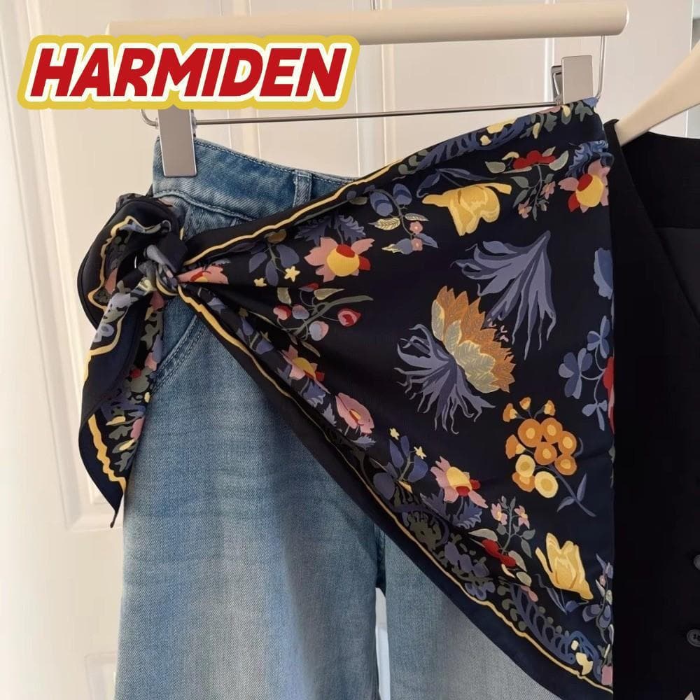 Gravata Feminina MIOSHOP , Lenço Triangular Floral De Cetim De Seda Multifuncional , Cinto De Cintura Para Calças Combin