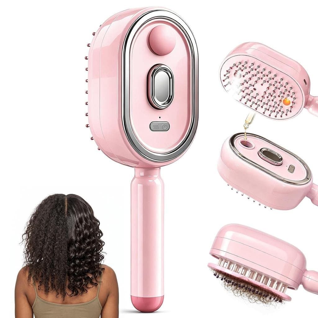 Escova de Cabelo Elétrica com Spray de Névoa, Escova de Cuidado Capilar com Óleos Essenciais para Cabelos Secos e Frisad