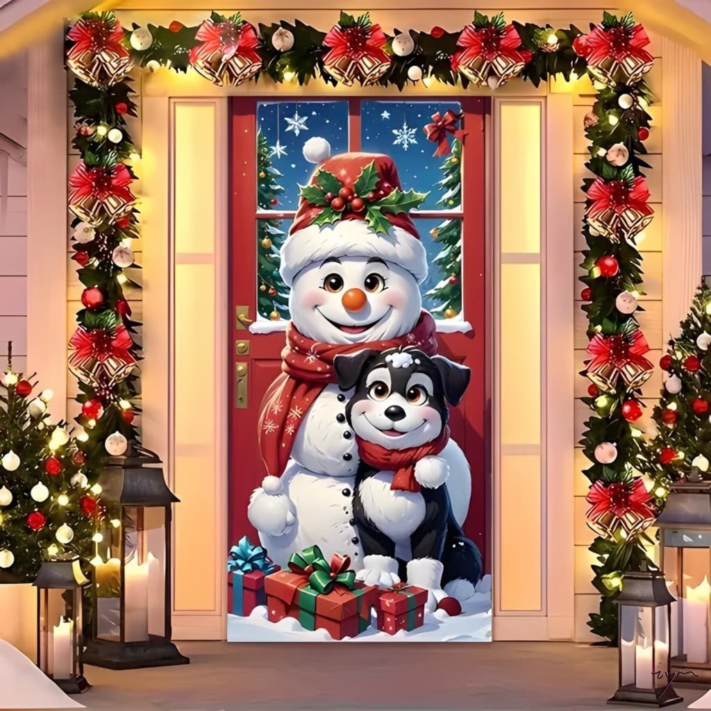 Decoração De Cortina De Porta De Natal-Pano Pendurado De Papai Noel Para Atmosfera De Férias No Quarto