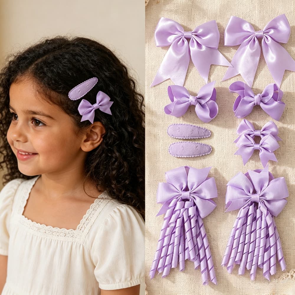1 Lote De Grampos De Cabelo Infantis Com Laço De Cetim , Acessórios Sem Puxar Feitos À Mão Versáteis Diários , Chapéus P