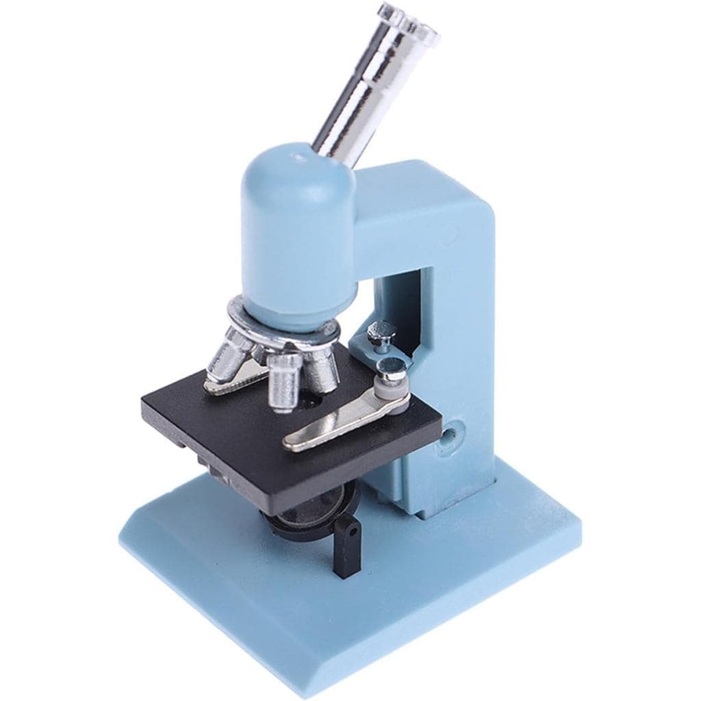 Microscópio Miniatura Azul, Ferramenta de Laboratório em Plástico para Casa de Bonecas, Kit de Experimentos Científicos