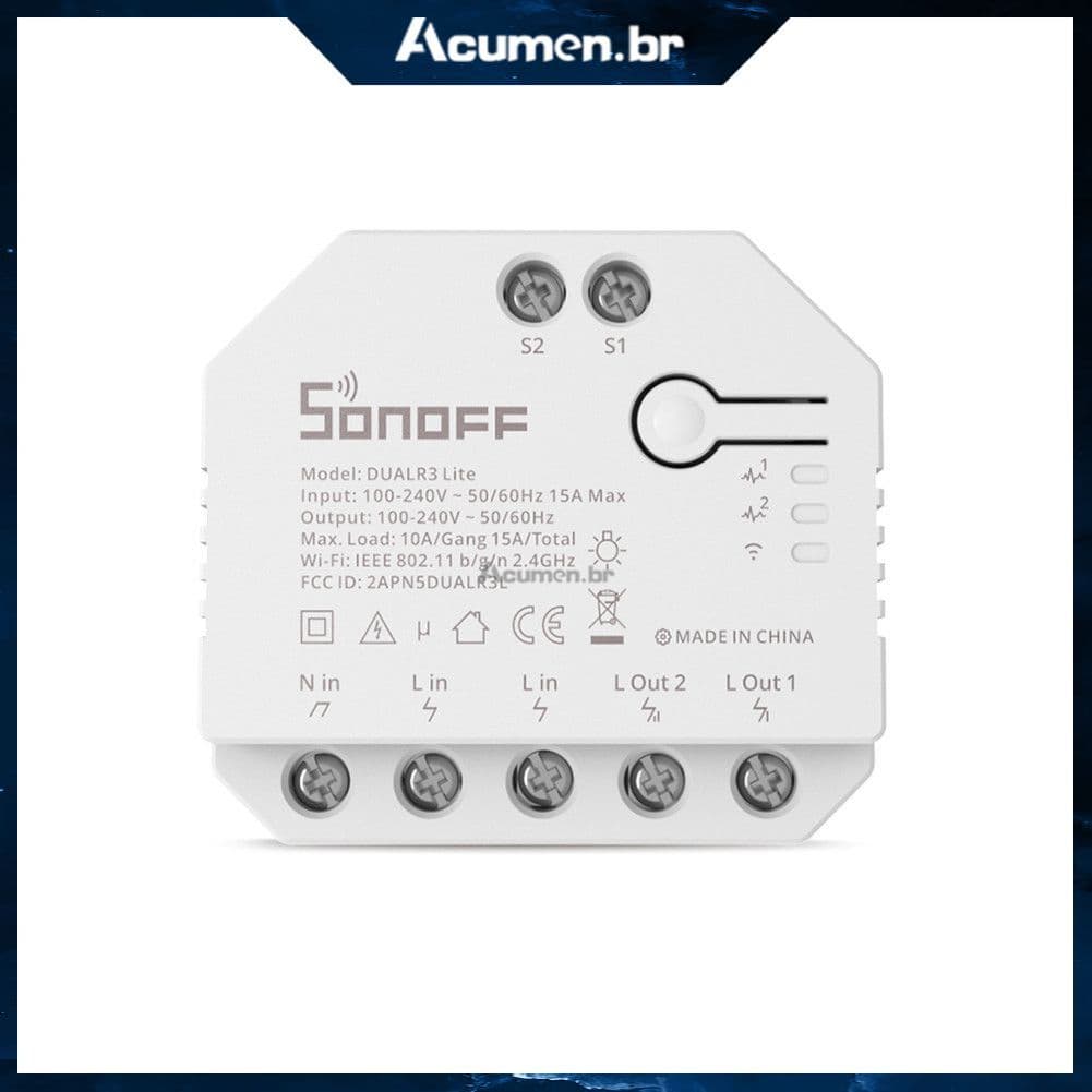 Sonoff Dual R3 Lite Interruptor Inteligente Confiável Compatível com Alexa e Google Módulo de Relé Duplo Fácil de