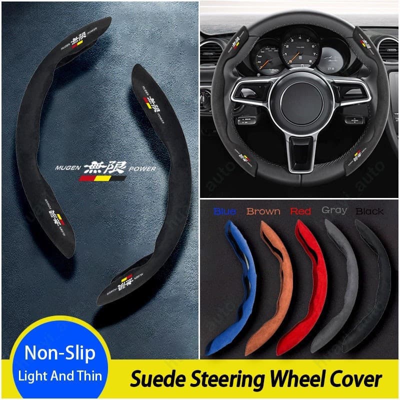[Oferta por Tempo Limitado] Capa de Volante em Camurça de Alta Qualidade Honda Mugen Power, Acessórios de Decoração para