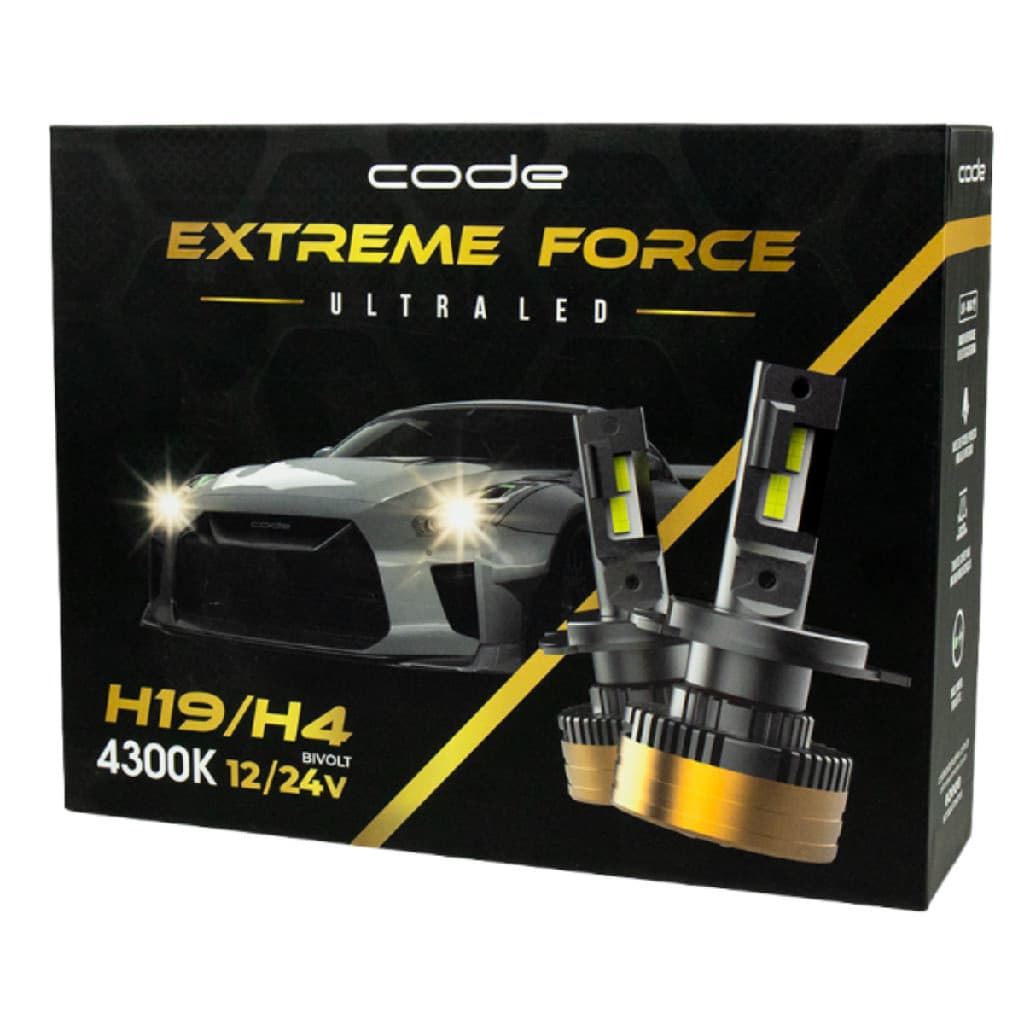 KIT LAMPADA ULTRA LED EXTREME FORCE H4/H19 4300K 12/24V CODE