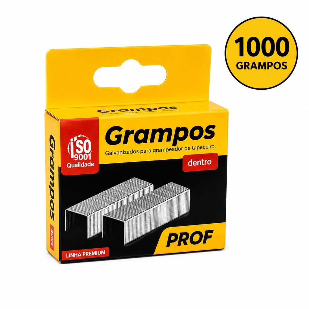 kit Grampo grampeador 1000 unidades Reforçado 8 MM Para Tapeceiro Estofado Madeira Galvanizado Profissional