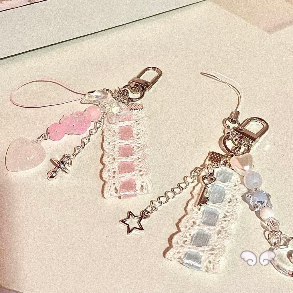 Corrente De Telefone De Renda Rosa Estilo Lolita-Acessório Móvel