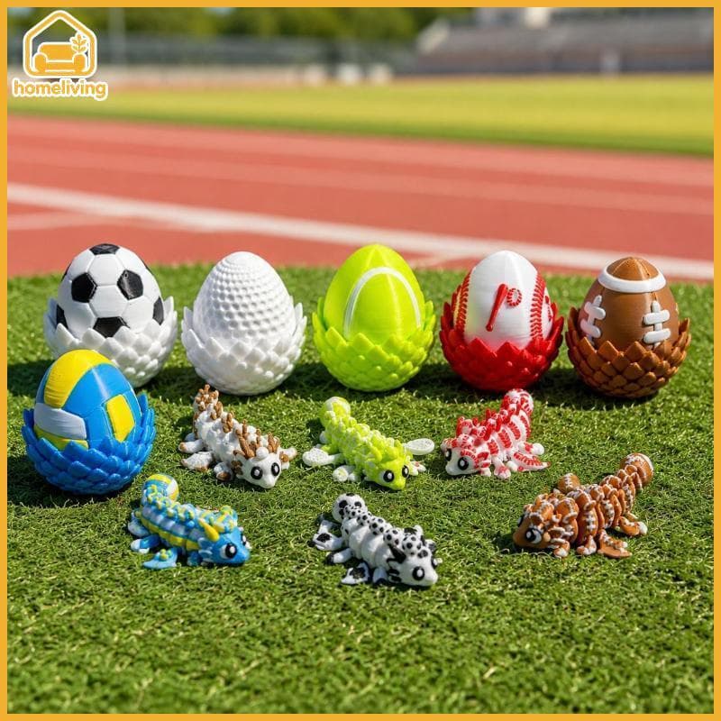 HomeLiving Bonito Dragão De Beisebol Com Estatueta De Ovo 3D Impresso Escultura De Arte De Plástico Criativo Ornamento D