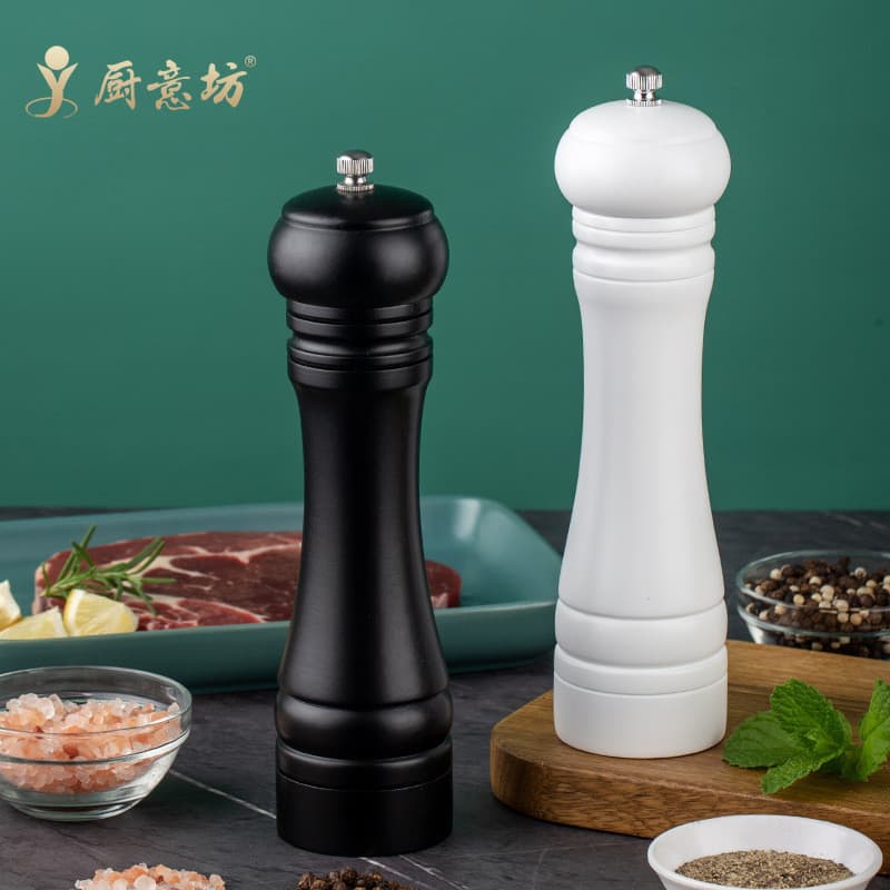 27cm preto branco plutônio pintado moedor de pimenta cozinha casa rosa sal Sichuan pimenta preta moagem tempero garrafa