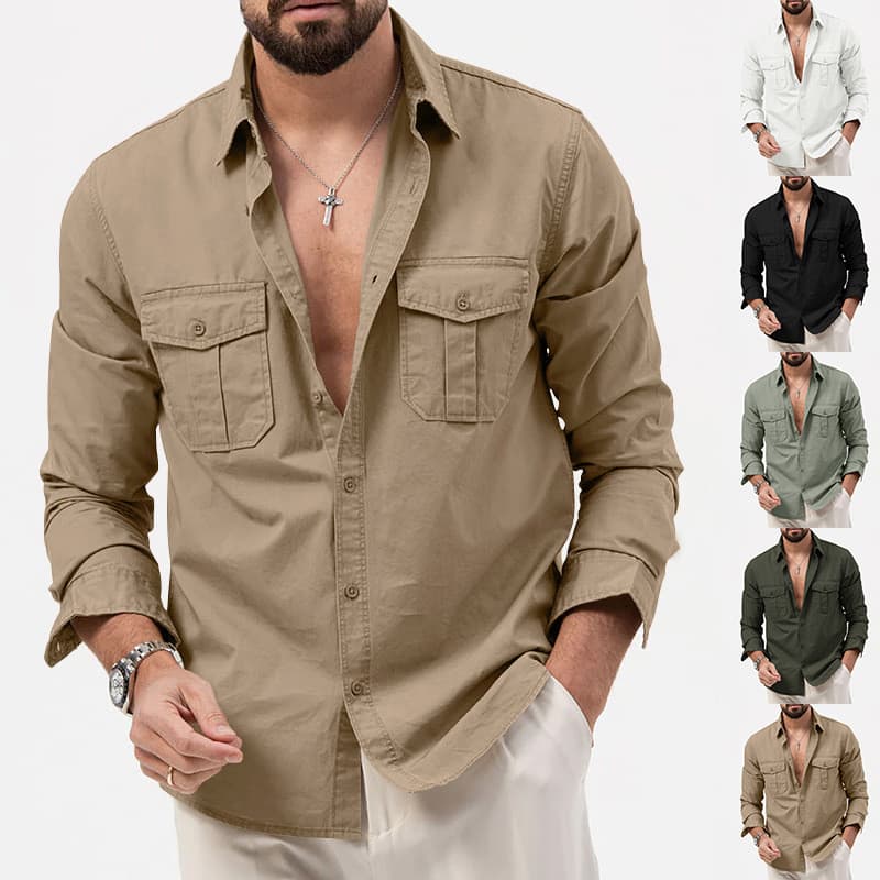 Nova jaqueta masculina Workwear lapela manga longa topo solto jaqueta Casual