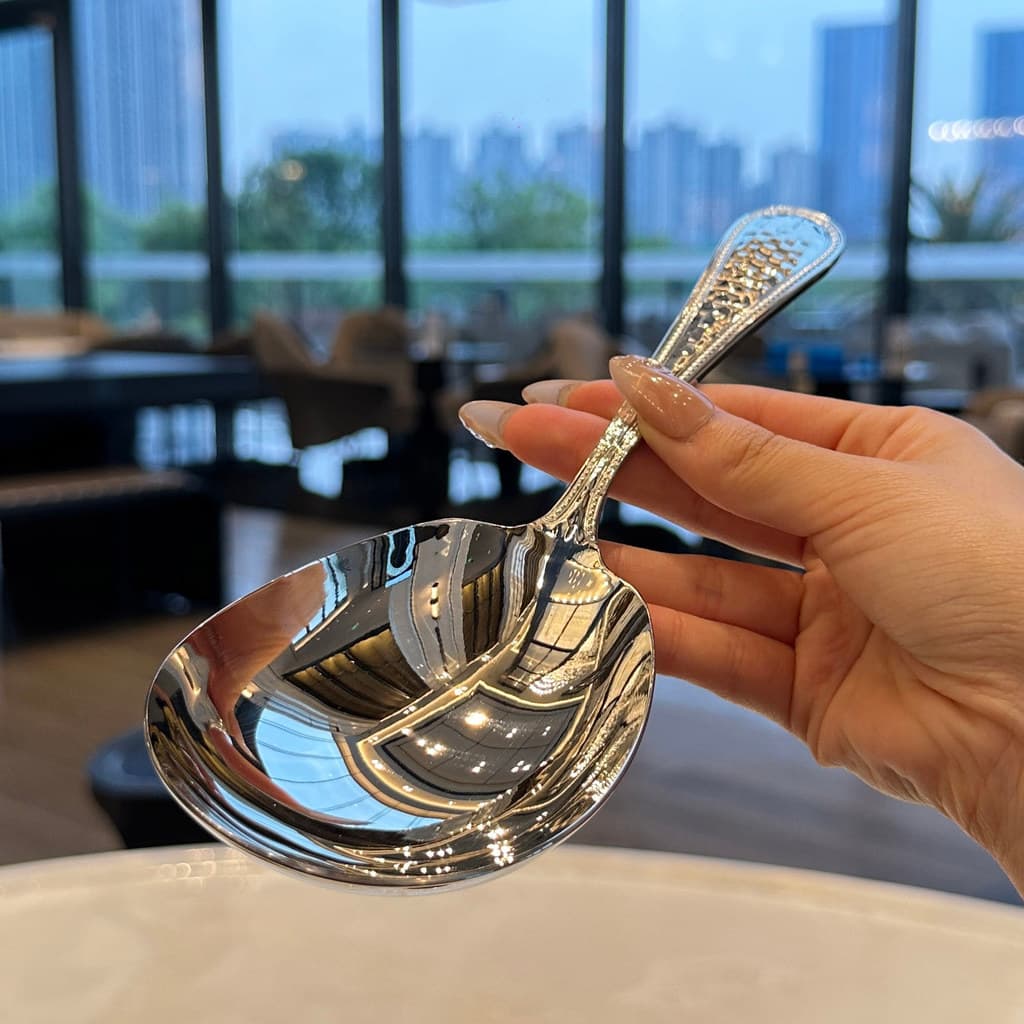 [Colher de servir de cabeça grande] Fora da Alemanha 1810 Colher de servir grande de aço inoxidável Colher de Congee Pra