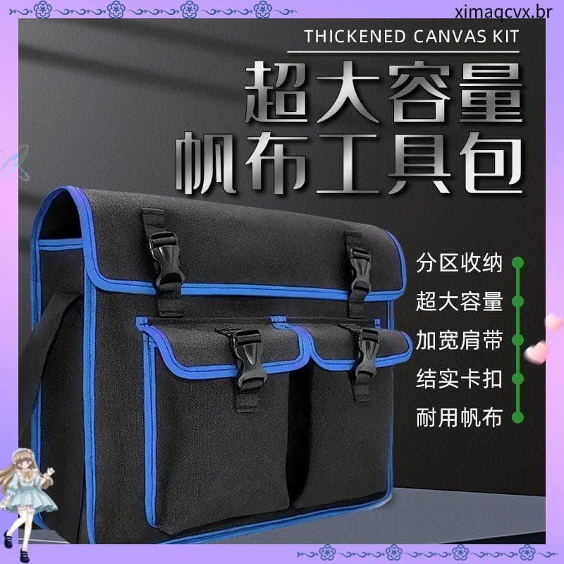Nova lona kit de ferramentas para canteiro de obras, preto, resistente ao desgaste, engrossado, bolsa para eletricista,