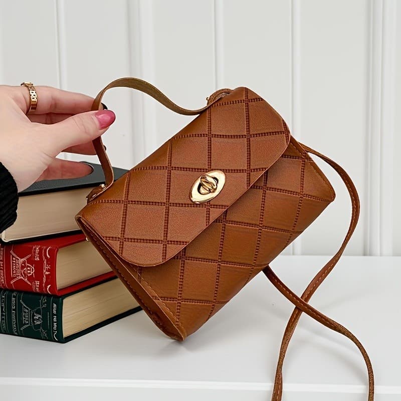 Bolsa feminina Fashion Cross-body - bolsa de ombro moderna de cor sólida, com Design de fecho torcido, alças ajustáveis