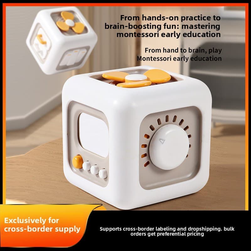 Brinquedo Educativo Cubo de Atividades 6 em 1 Bebê Sensoriomotor Aprendizado Multissensorial 1-3 Anos