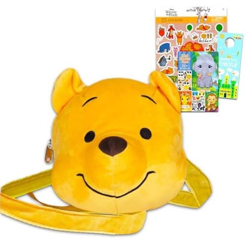 Conjunto De Bolsa De Pelúcia Do Ursinho Pooh Para Meninas-Pacote Com Adesivos De Alça Plus , Livro De Atividades , Mais