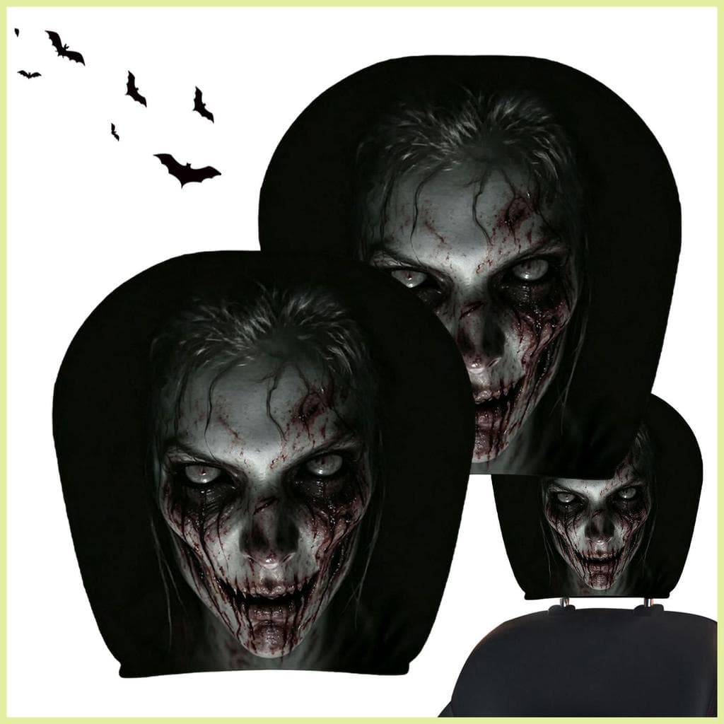 Capas De Encosto De Cabeça Fantasma Para Carro , 2 Peças , Acessórios Interiores Macios De Halloween , Engraçadas SUV RV