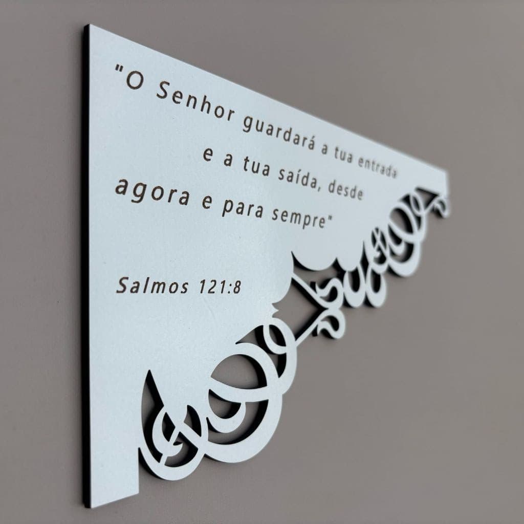 Placa Salmos 121:8 - Proteção para Porta - MDF Laser - Decoração Religiosa - Presente Cristão - Par