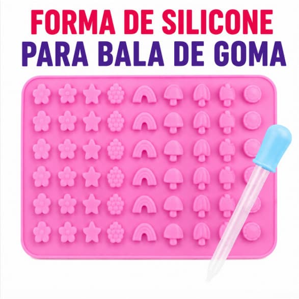 Molde Forma Silicone Mini Frutas Gummy Gelatina Bala Candy + Conta Gotas