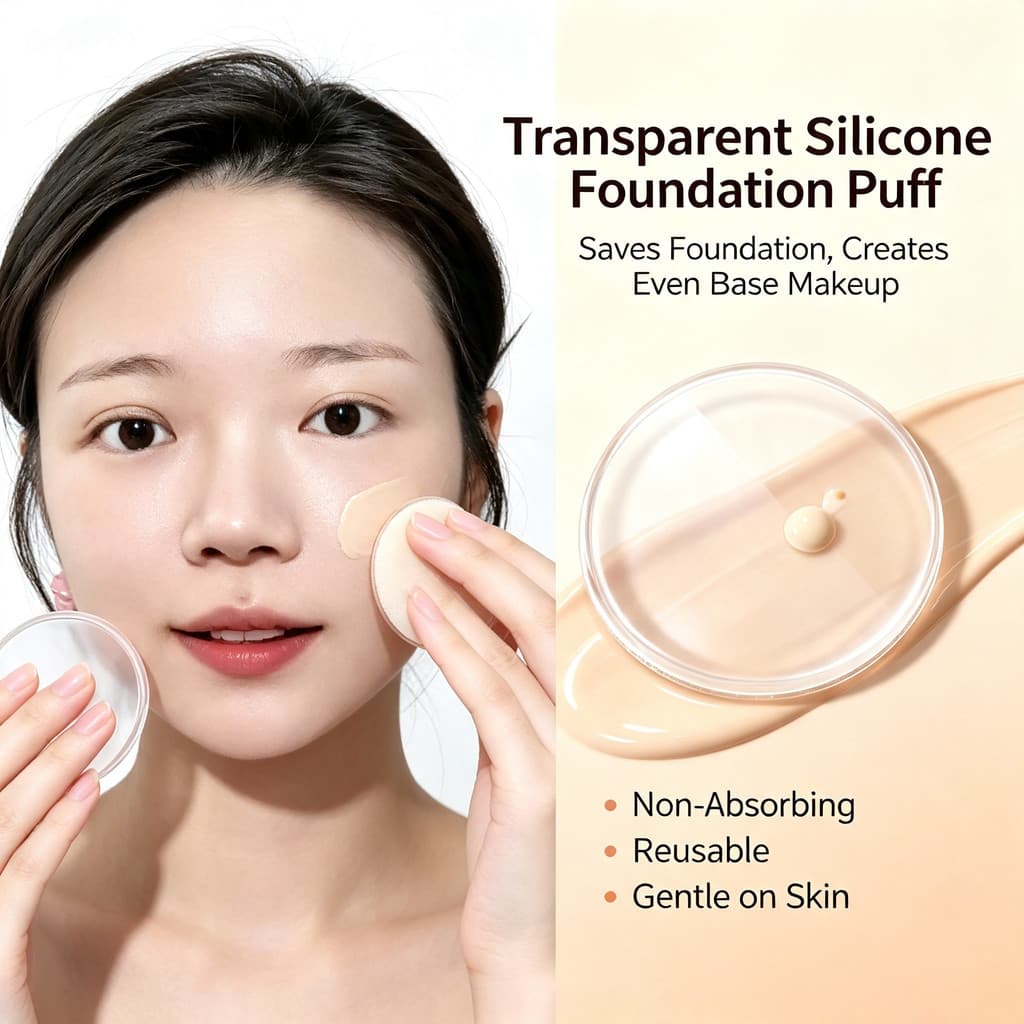 Esponja De Maquiagem Transparente De Silicone Macio , Não Absorvente , Reutilizável , Ferramenta De Base Líquida De Bele