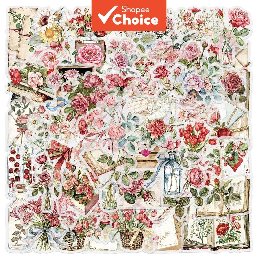 Decalques Florais E Letras Transparentes 250 Unidades Para Laptops , Cartões Postais , Telefones , Skates , Álbum De Rec