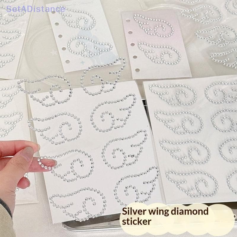 SetADistance 3D Acrílico Asas De Anjo Cristal Stiers Para Garrafa De Água Bagagem Skate Strass Decalques Artesanato Supr
