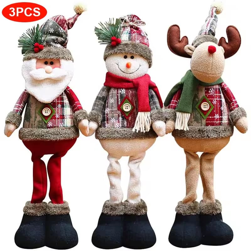 3 Pçs 60cm 60cm Bonecos Grandes De Natal / Papai Noel / Boneco De Neve / Alce Para Decoração De Natal Casa / Janela