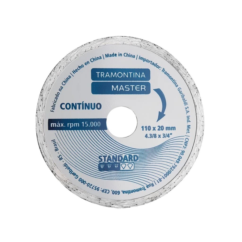 DISCO DE CORTE  DISCO DE CORTE  DIAMANTADO CONTÍNUO 4.3/8 MASTER STANDARD