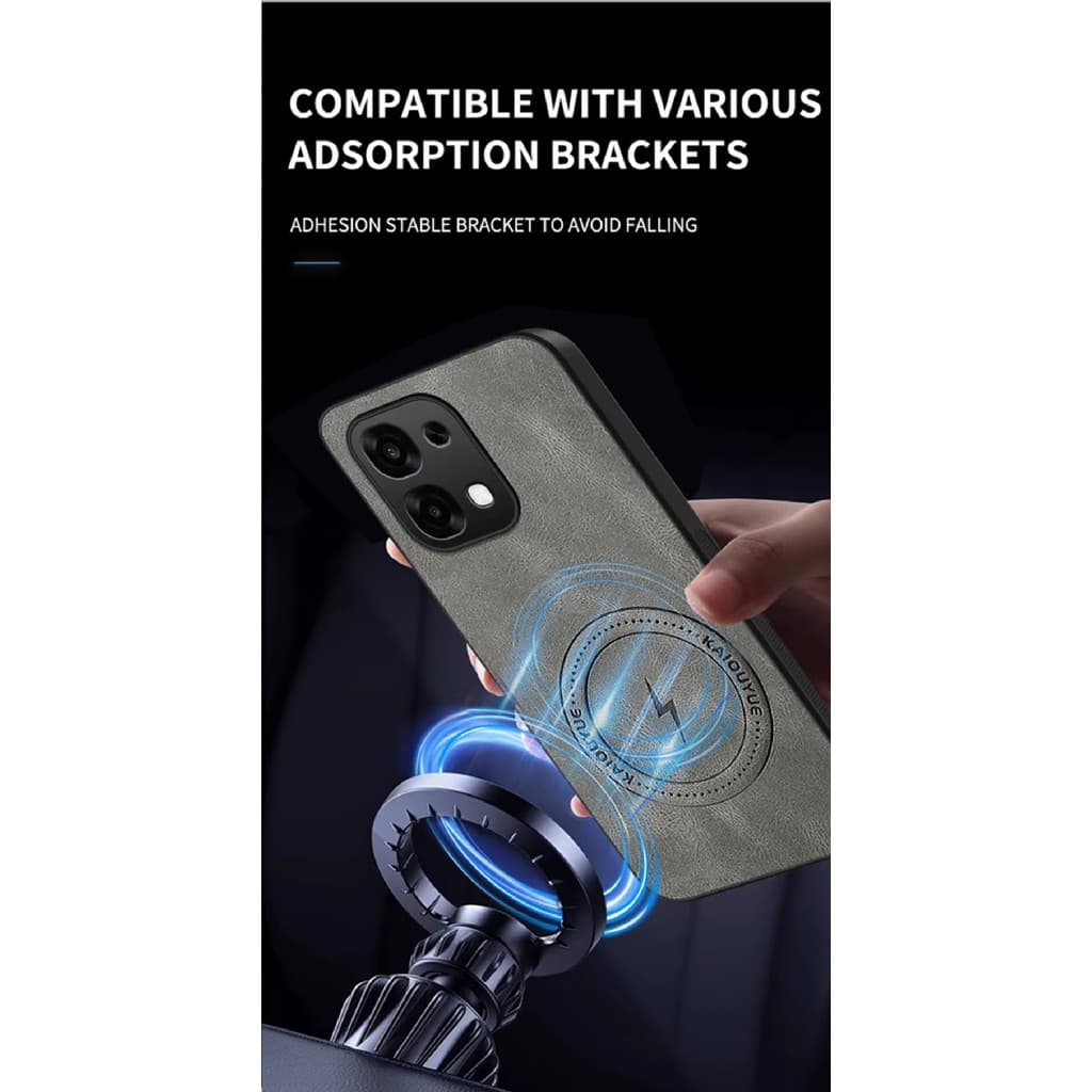 Capinha Camurça Couro C/ Magsafe Magnético Para Oppo A6x A6 A6t A6s A6K Tela (6.75)