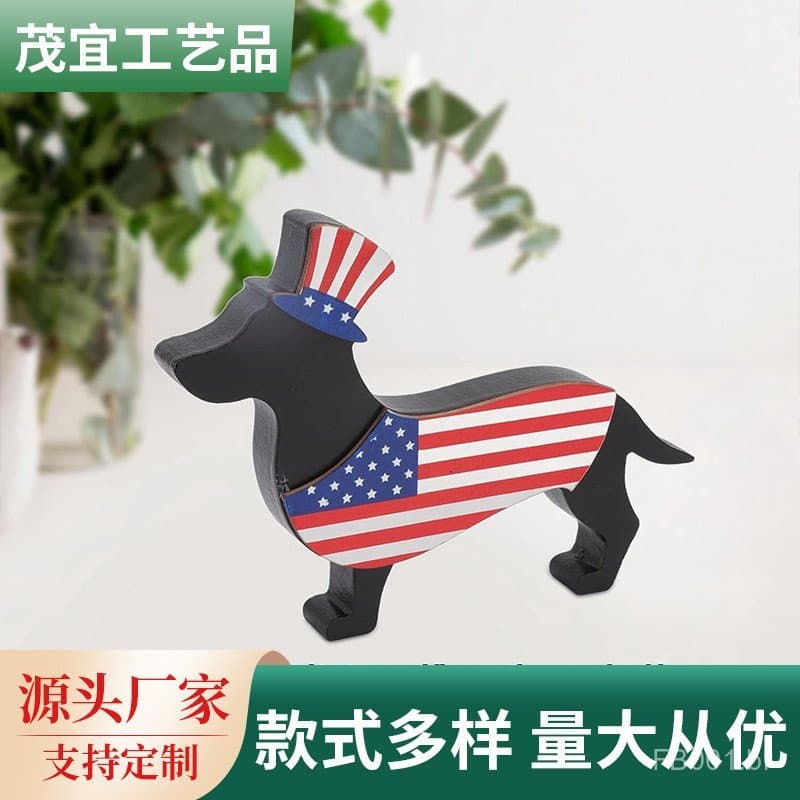Decorações para o Dia da Independência de Filhotes, Ornamentos Americanos, Presentes de Madeira Feitos à Mão para Casa,