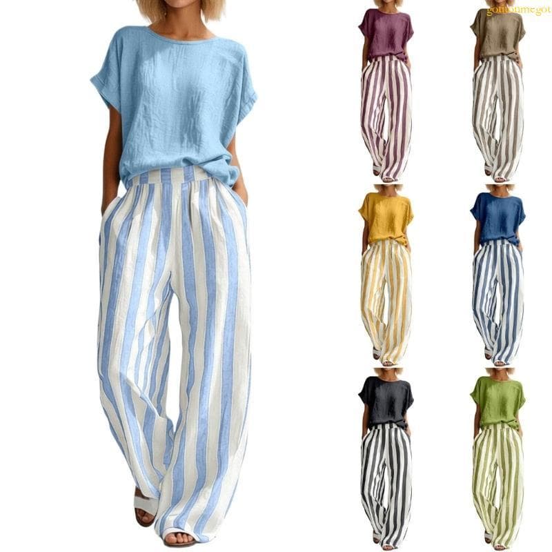 gotitonmegot Conjunto Feminino 2 Roupas, Calças, Macacão, Lounge, Casual, Praia, Férias, Da
