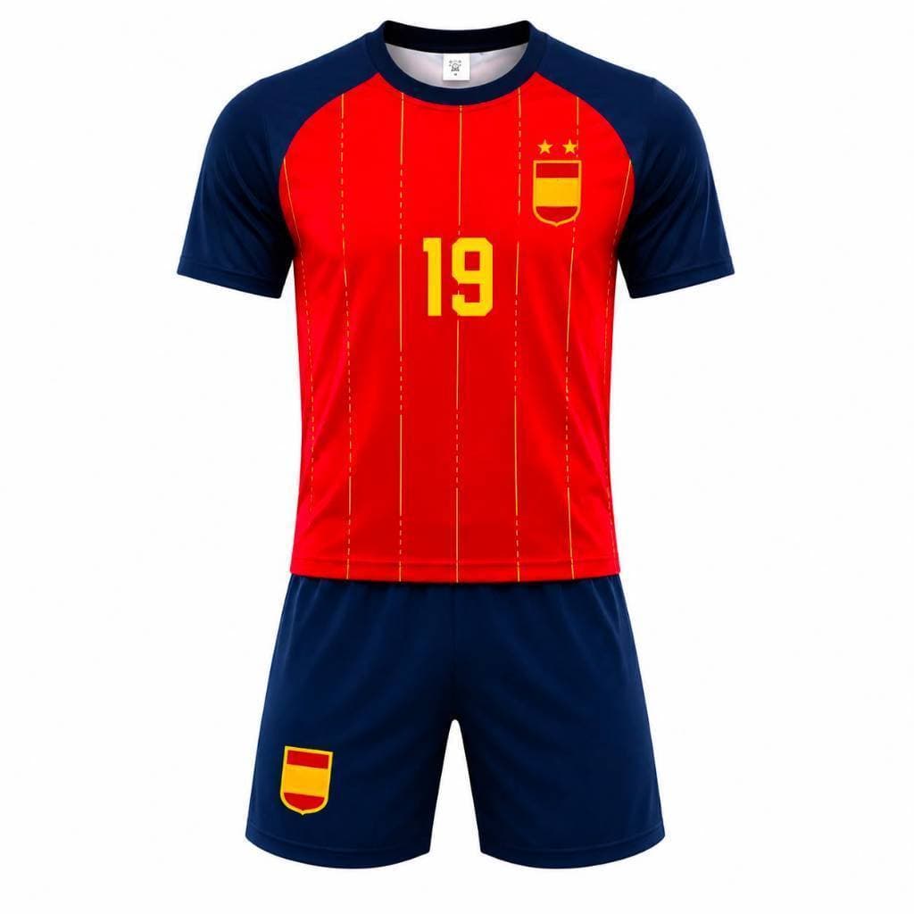 Kit Conjunto Esportivo Juvenil  camisa short Bordados + meiao completo Espanha