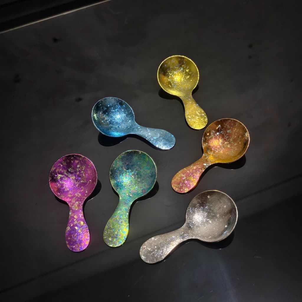 Colher de jantar, colher de sobremesa em formato de flor de gelo, colher de sobremesa e sorvete em titânio puro de estil