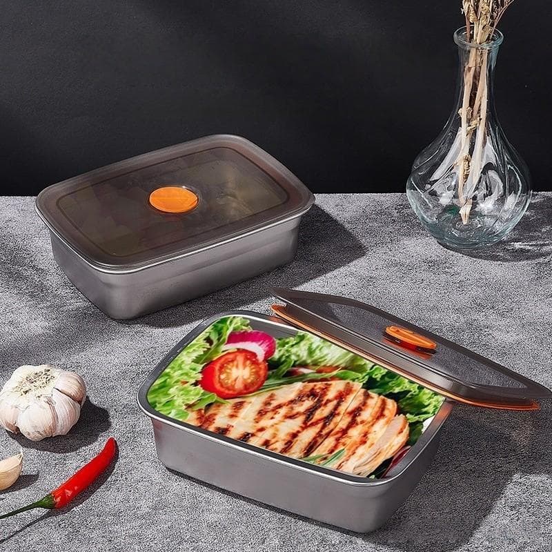 Pote Inox 1200ml Para Organização De Geladeira 1200ml Pote para Marmita Refeições Rapidas Muito Prático Casa