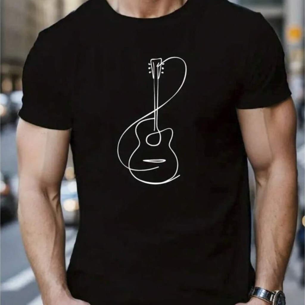 Camiseta Guitarra Elétrica - Dia dos Namorados  Algodão Macio Gola Redonda  Presente Férias