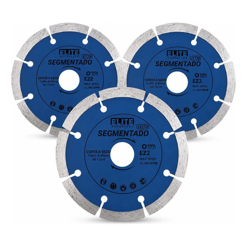 Kits Disco Diamantado Corte Segmentado Fino Azul 110mm Elite