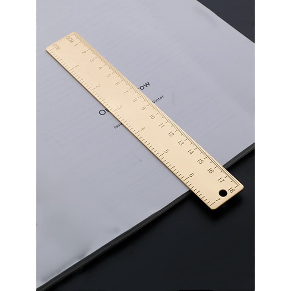 Régua de latão de 18cm, régua de cobre, canto redondo sólido, alto valor, estilo chinês retrô, escritório, escala dupla