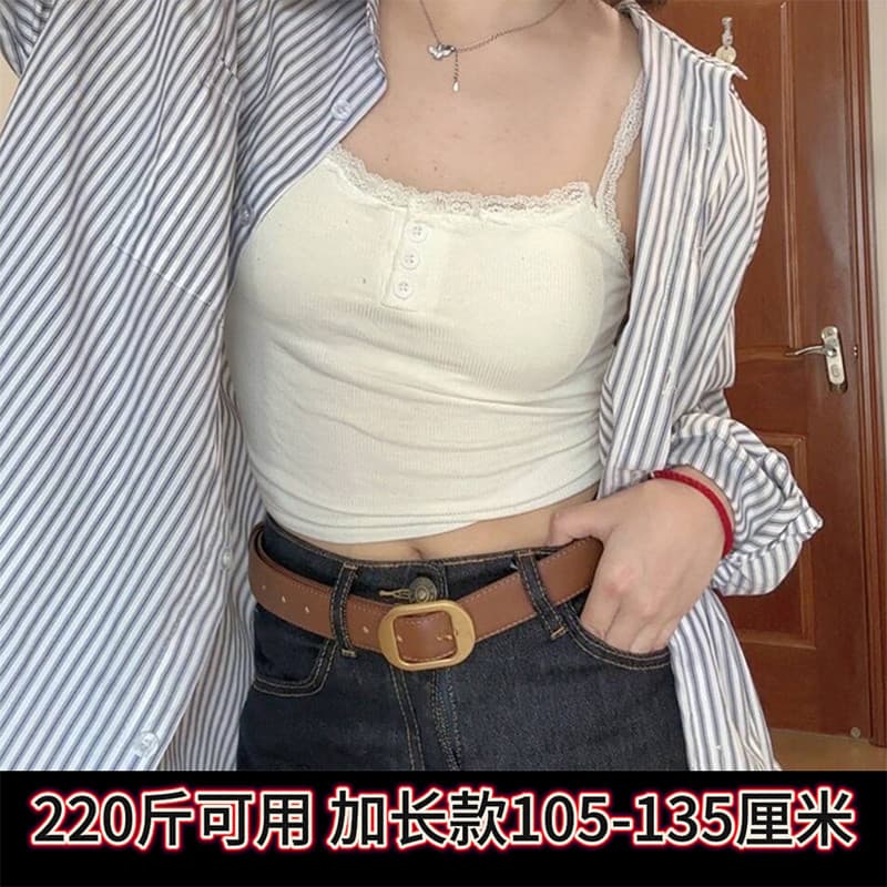 Cinto de tamanho grande feminino extra longo gordura mm extra longo couro combinando calças Jeans extra grande extra lon