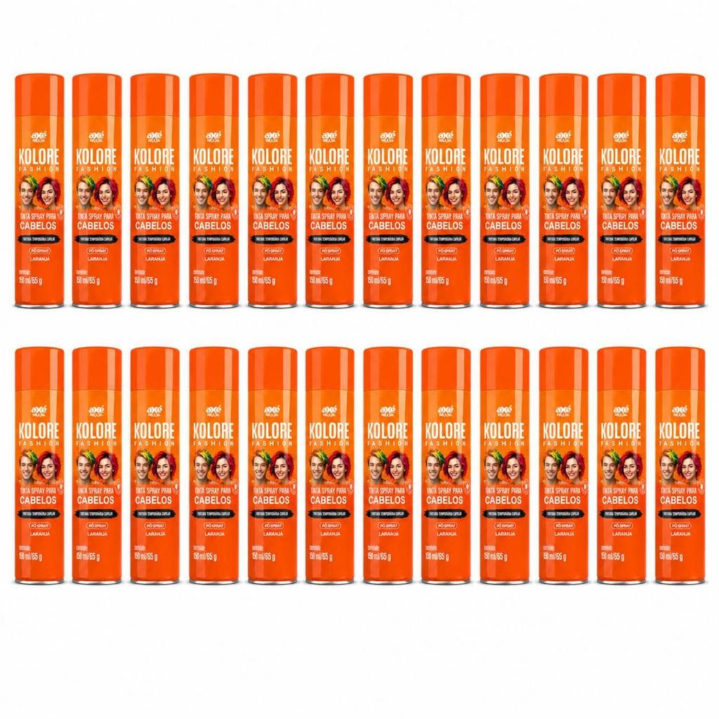 Kit 24 Spray Colorido para Cabelo Kolore Fashion Laranja 125ml 65g Temporário Lavável