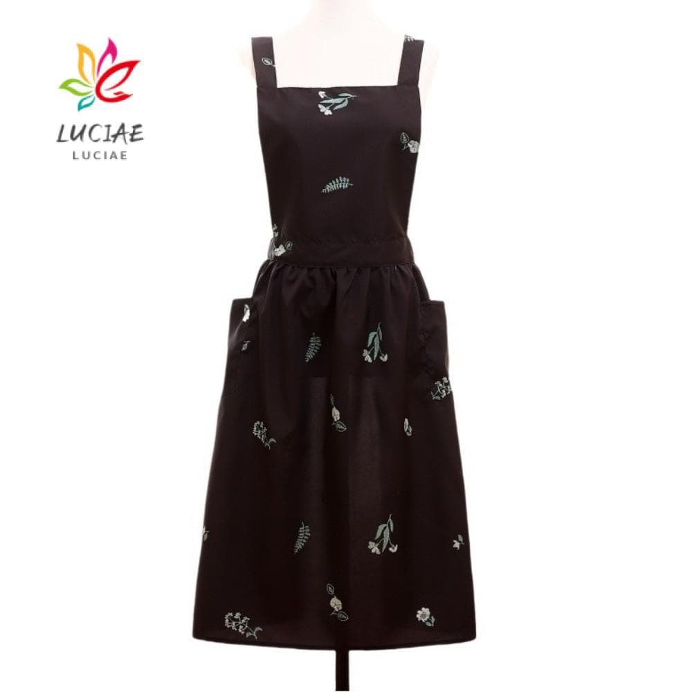 Avental De Cozinha LUCIAE , Vestido De Poliéster Com Flores Bordadas , Aventais De Pintura Ajustáveis À Prova De Óleo